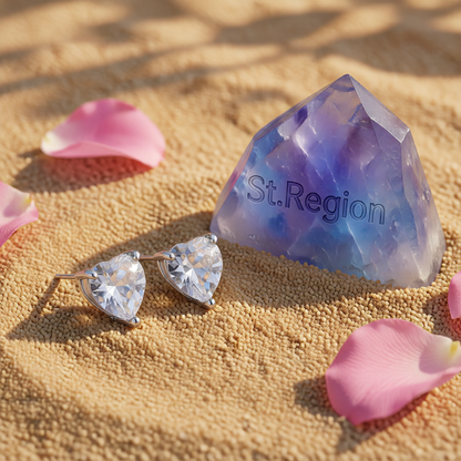 Crystal & Silver-Plated Heart Stud Earrings