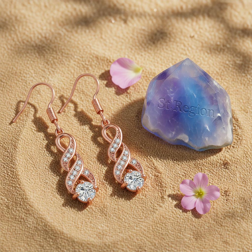 Cubic Zirconia & 18K Rose Gold-Plated Twisted Drop Earrings