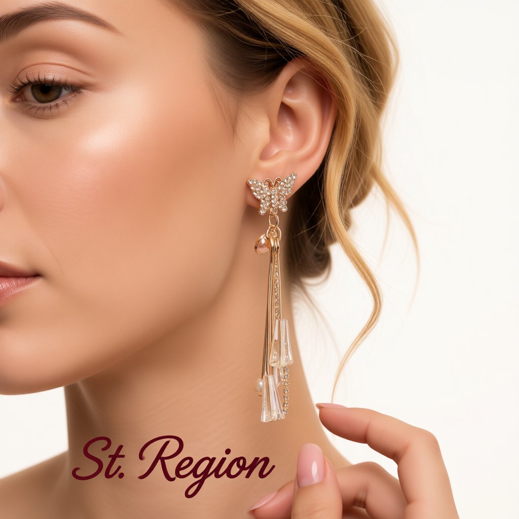 Pearl and 18K Gold-Plated Butterfly Tassel Drop Earrings, gold drop earrings for women, elegant gift for her, styled look