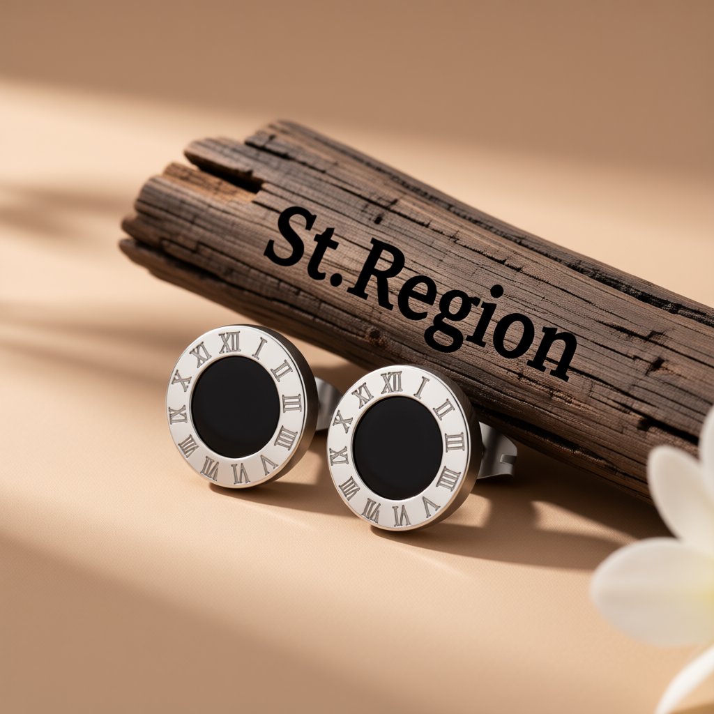 Black Acrylic & Silver-Plated Roman Numeral Stud Earrings