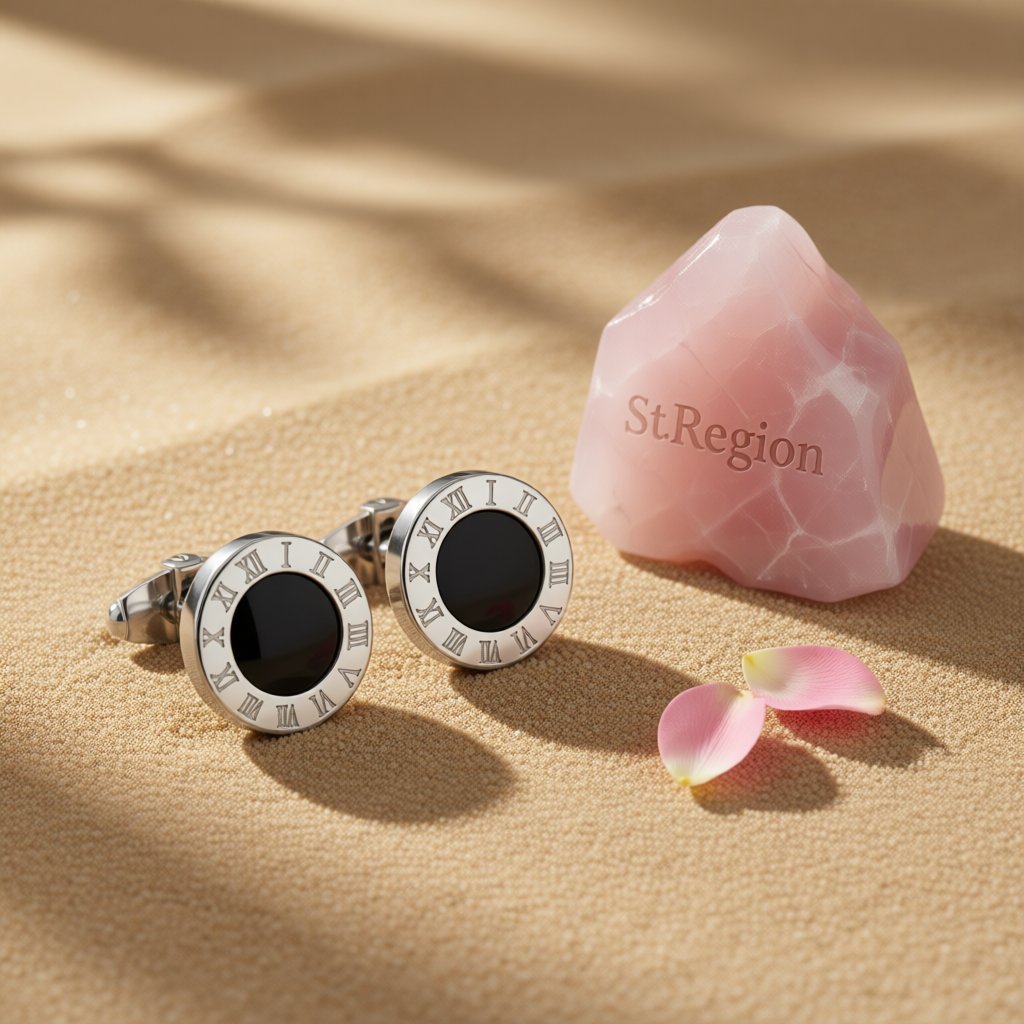 Black Acrylic & Silver-Plated Roman Numeral Stud Earrings