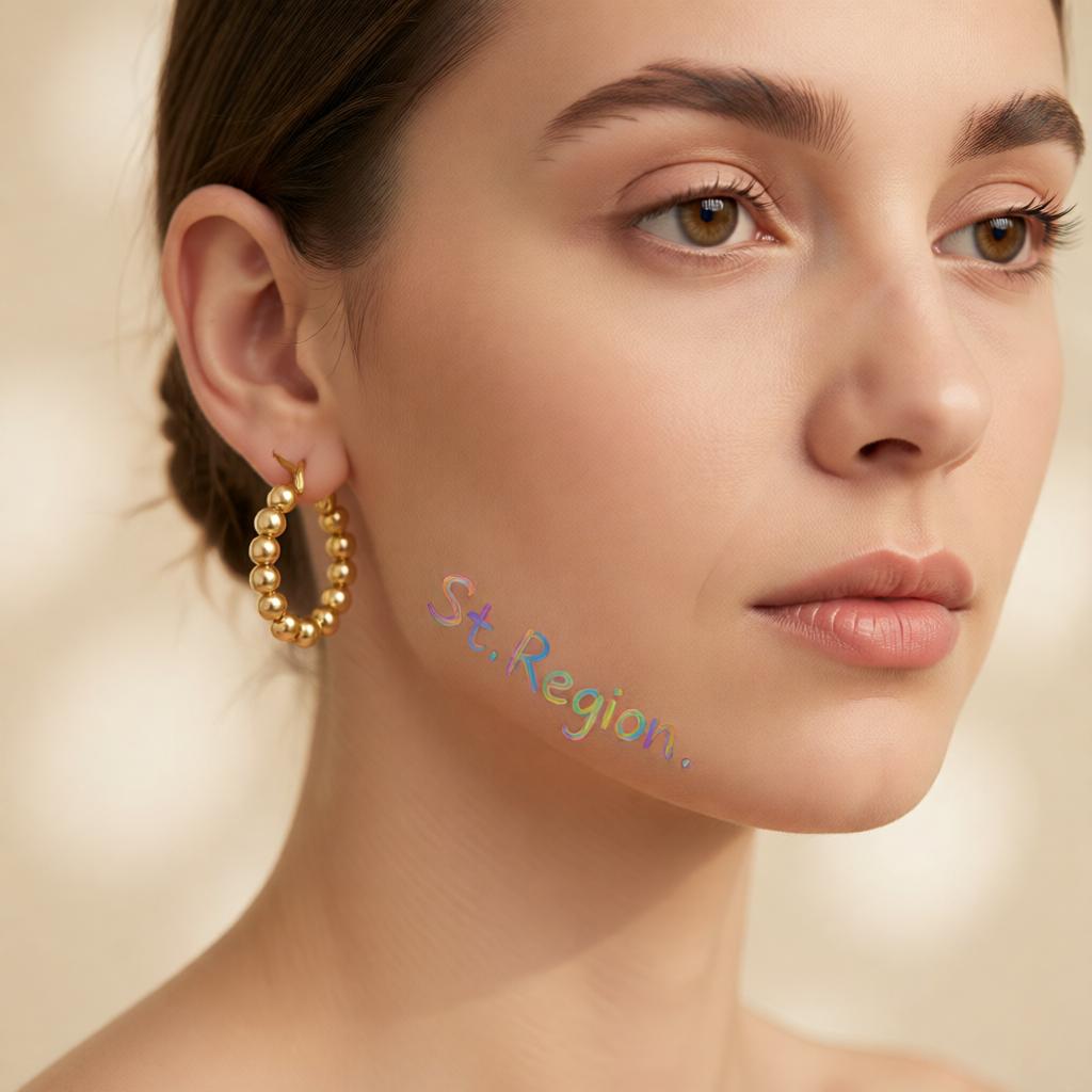 18K Gold-Plated Bead Hoop Earring, gold hoop earrings for women, everyday style, styled look