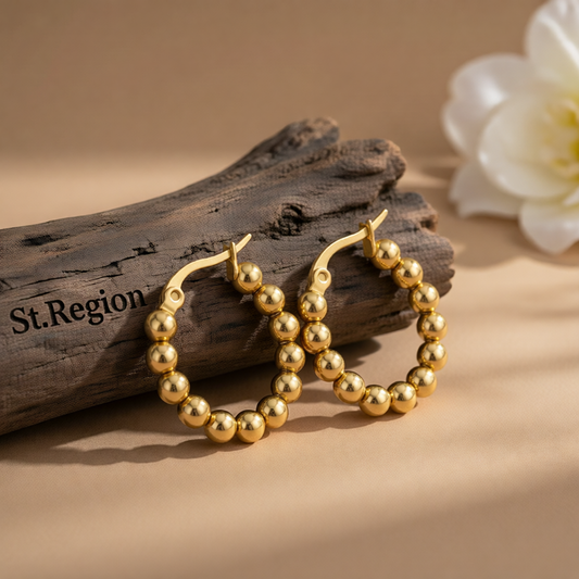 18K Gold-Plated Bead Hoop Earring