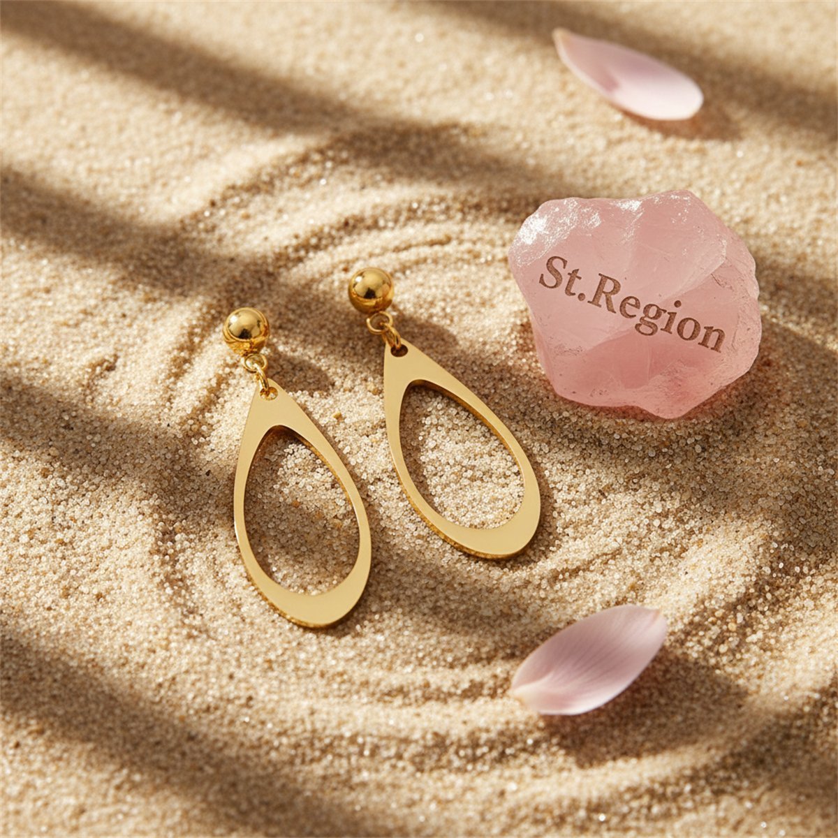 18K Gold-Plated Openwork Drop Earrings, gold drop earrings for women, everyday style, detail close-up