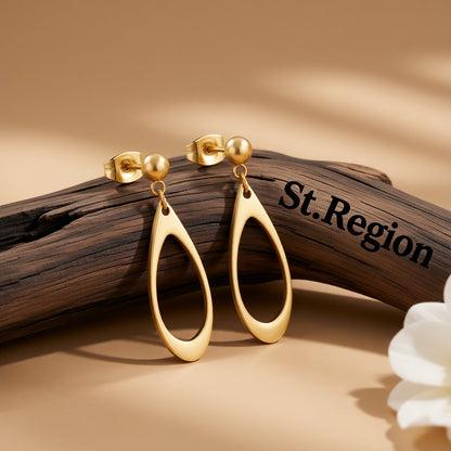 18K Gold-Plated Openwork Drop Earrings, gold drop earrings for women, everyday style, front view