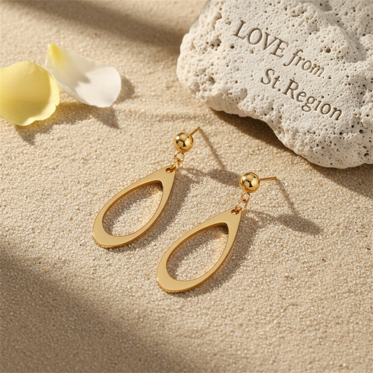 18K Gold-Plated Openwork Drop Earrings, gold drop earrings for women, everyday style, lifestyle look