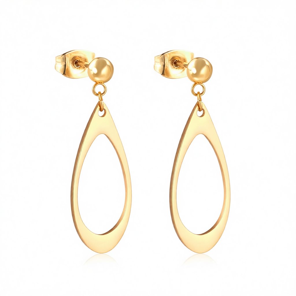 18K Gold-Plated Openwork Drop Earrings, gold drop earrings for women, everyday style, side view