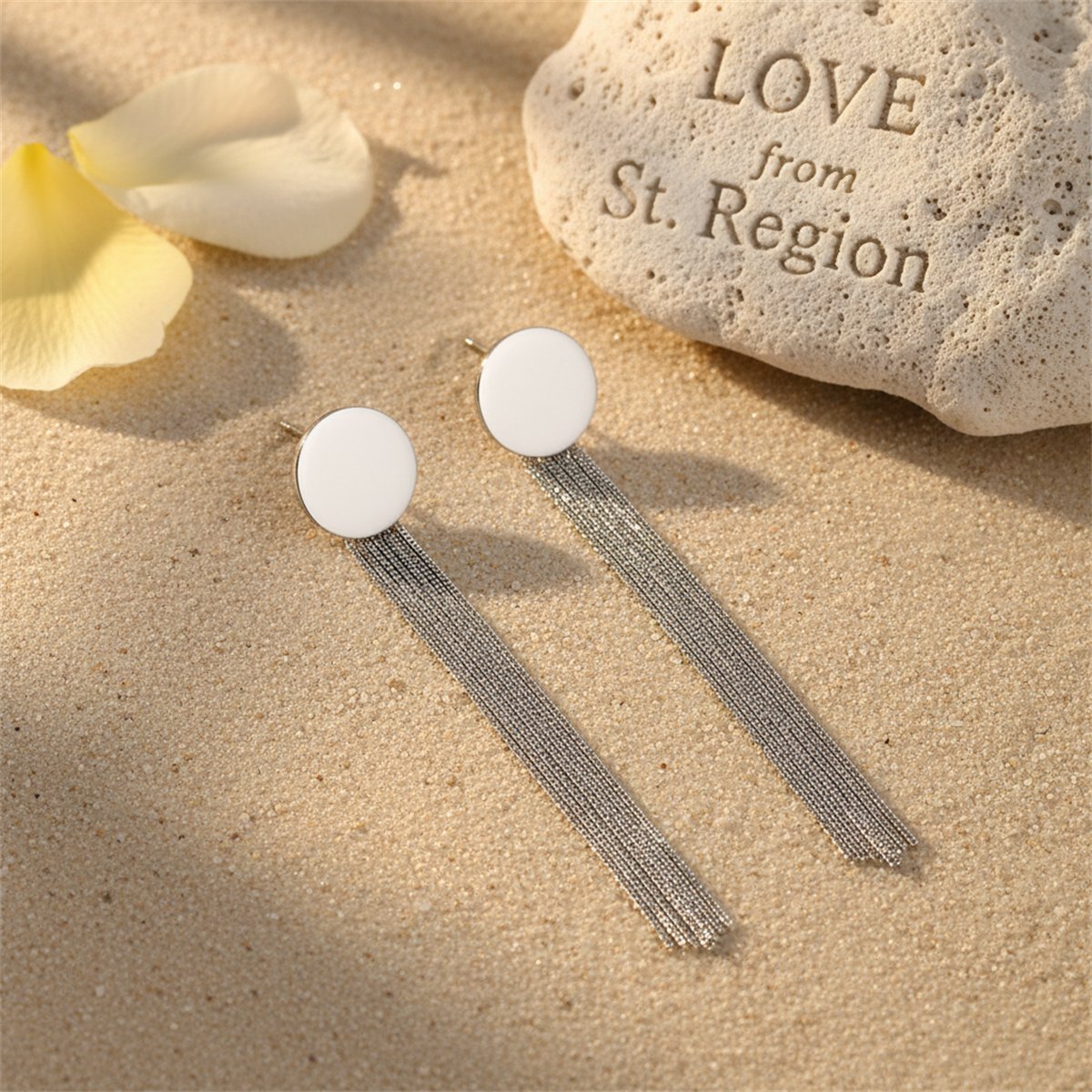 Silver-Plated Round Tassel Drop Earrings, silver drop earrings for women, elegant gift for her, lifestyle look