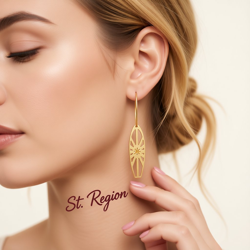 Enamel and 18K Gold-Plated Sun Surfboard Drop Earrings, gold huggie earrings, elegant gift for her, styled look