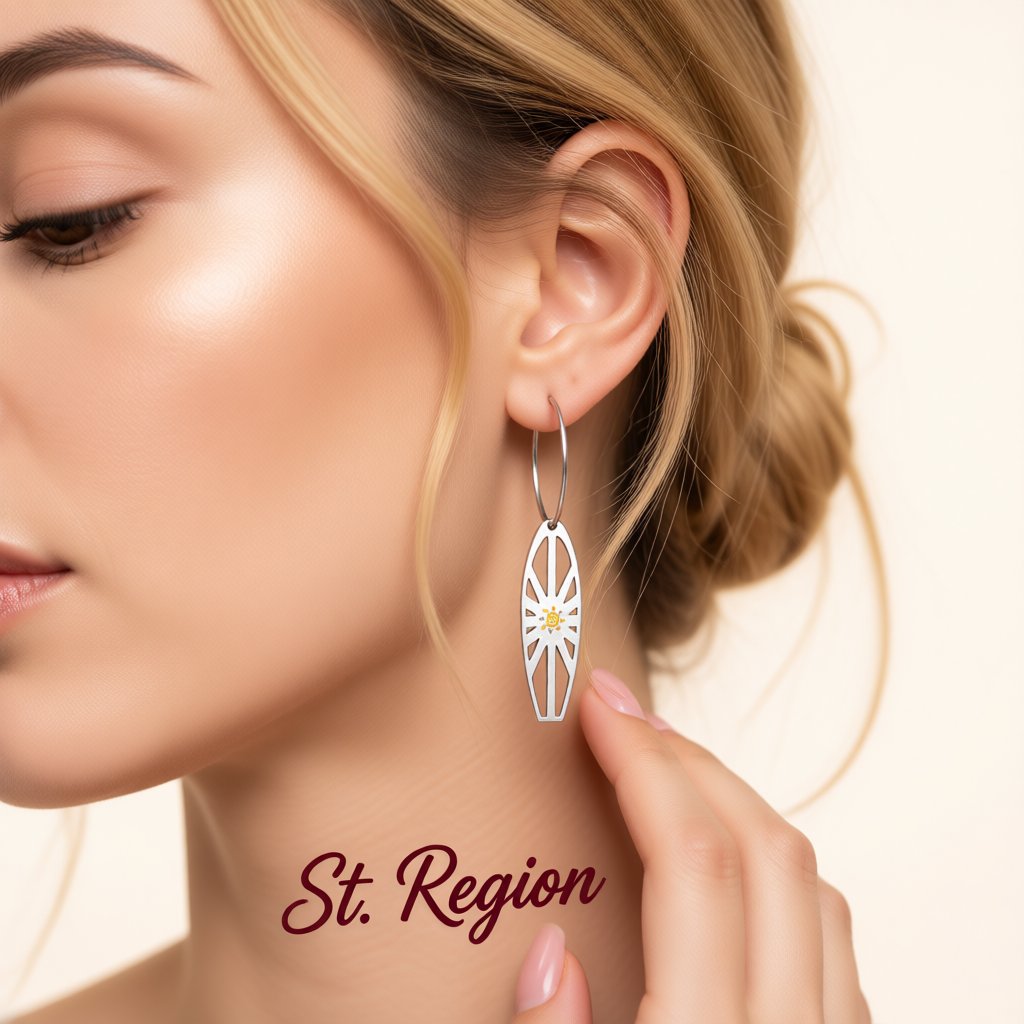 Enamel and Silver-Plated Sun Surfboard Drop Earrings, silver huggie earrings, botanical inspired, styled look
