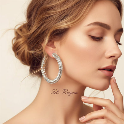Cubic Zirconia and Silver-Plated Hoop Earrings, silver hoop earrings for women, elegant gift for her, styled look