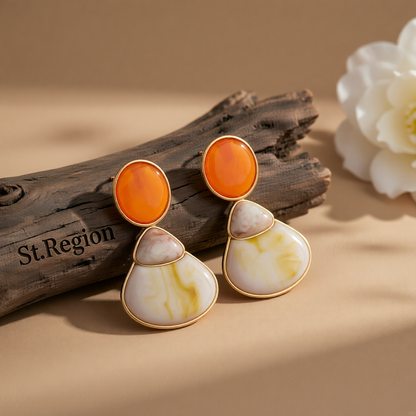Resin & Goldtone Shell Dangle Earrings