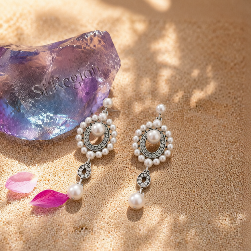 Cubic Zirconia & Pearl Silver-Plated Open Drop Earrings