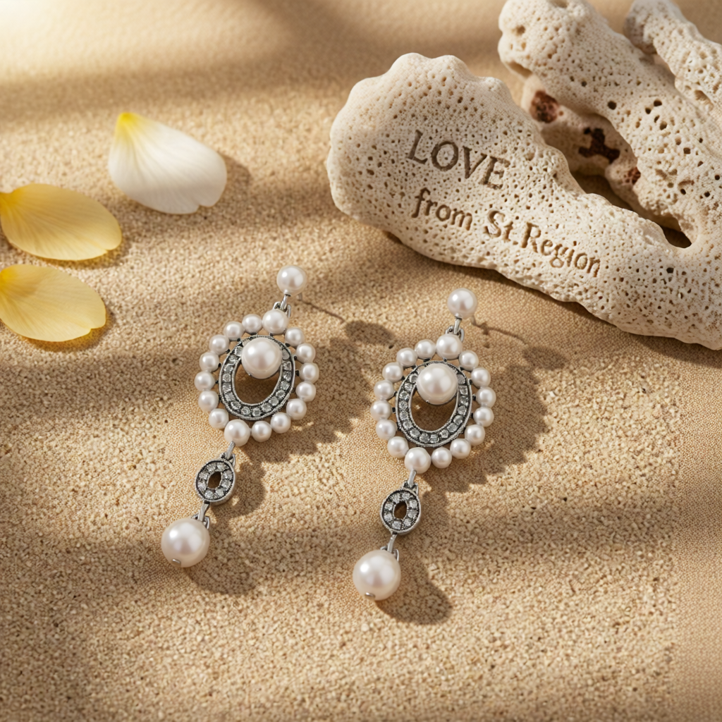 Cubic Zirconia & Pearl Silver-Plated Open Drop Earrings