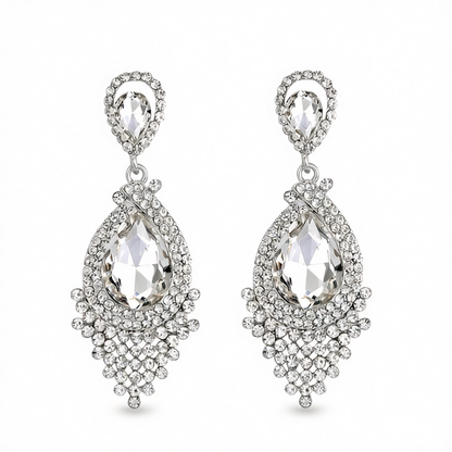 Clear Pear Crystal & Cubic Zirconia Drop Earrings