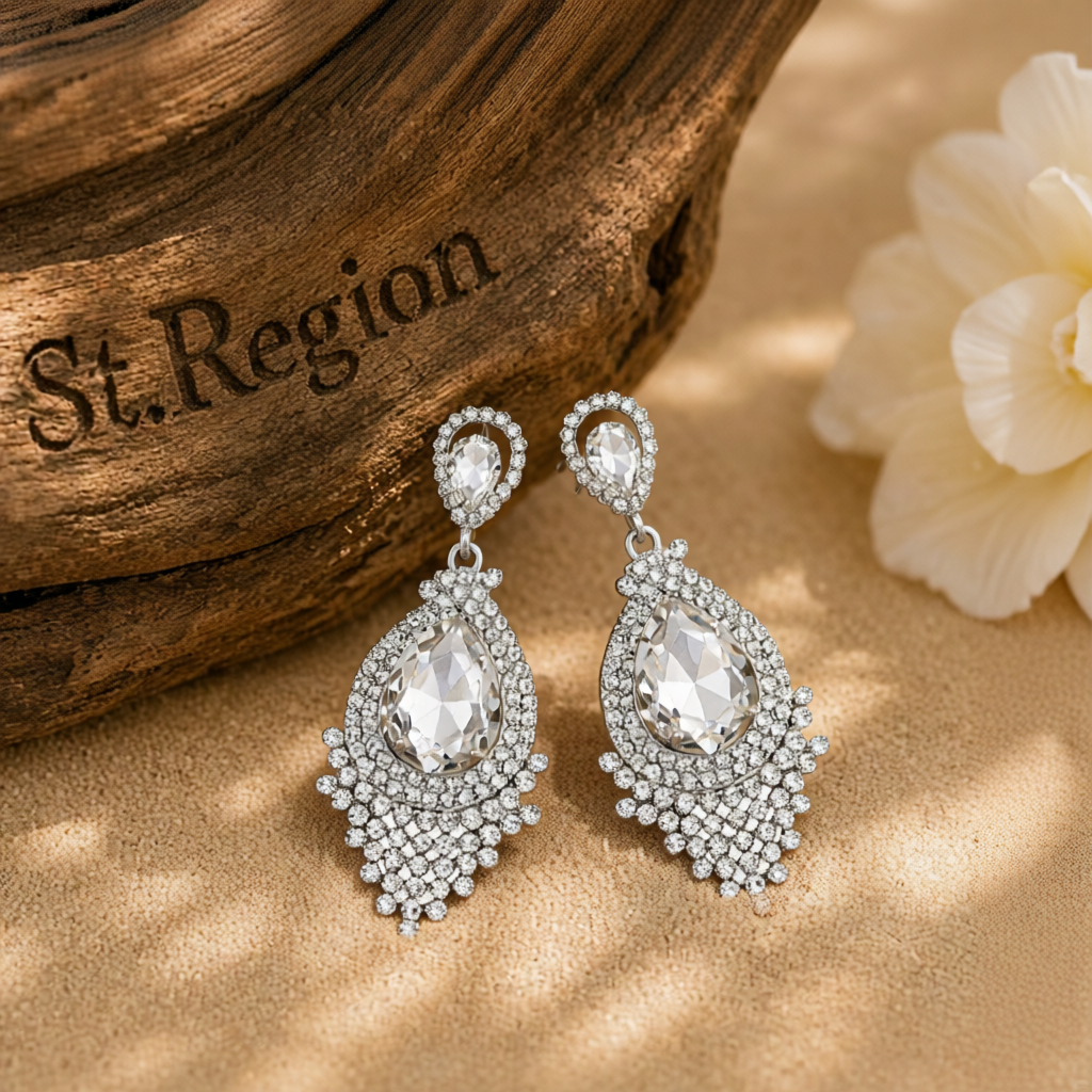 Clear Pear Crystal & Cubic Zirconia Drop Earrings