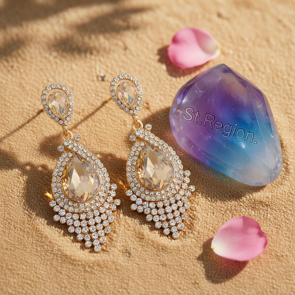 Champagne Pear Crystal & Cubic Zirconia Drop Earrings