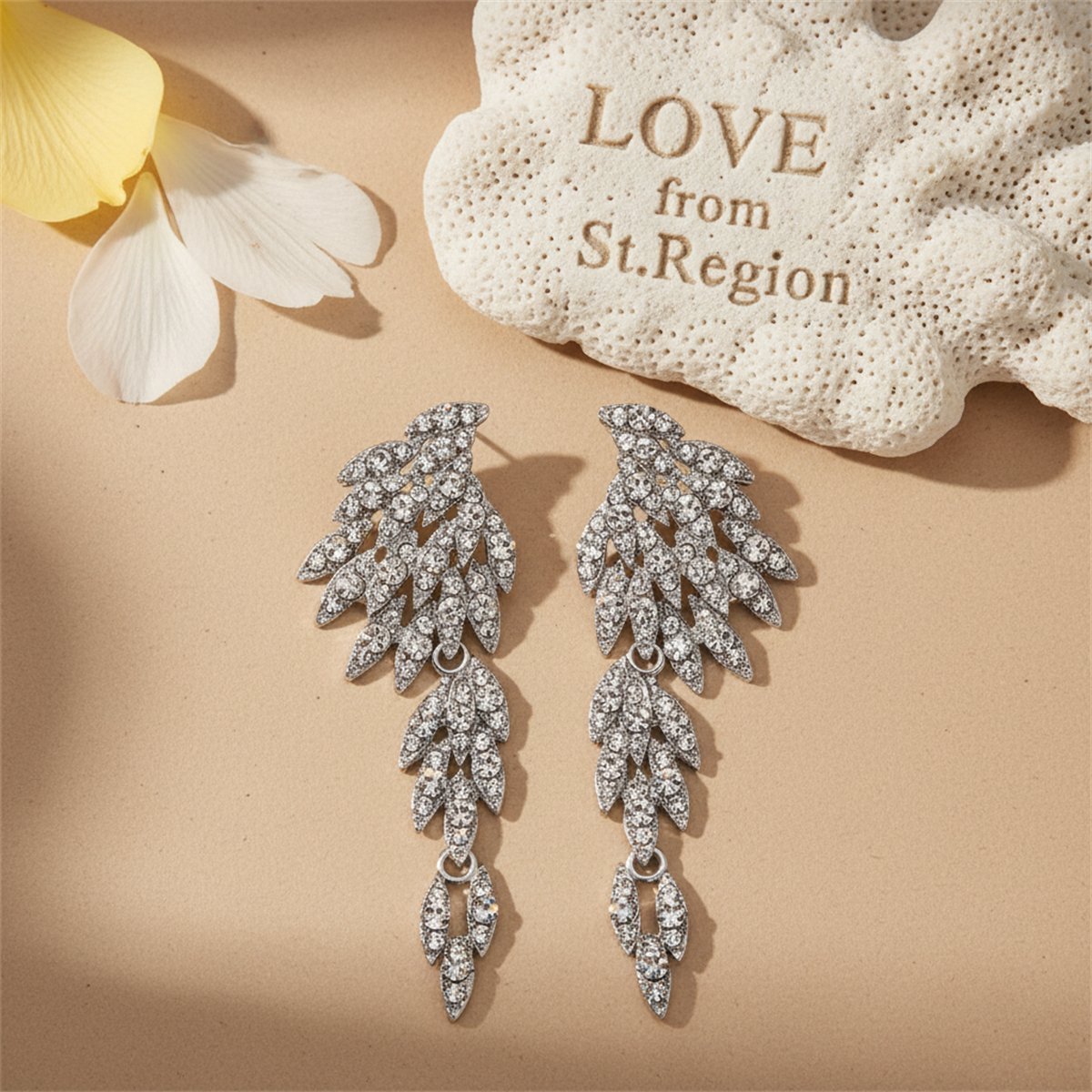 Cubic Zirconia and Silver-Plated Wings Drop Earrings, silver drop earrings for women, elegant gift for her, lifestyle look