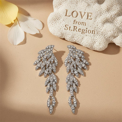 Cubic Zirconia and Silver-Plated Wings Drop Earrings, silver drop earrings for women, elegant gift for her, lifestyle look