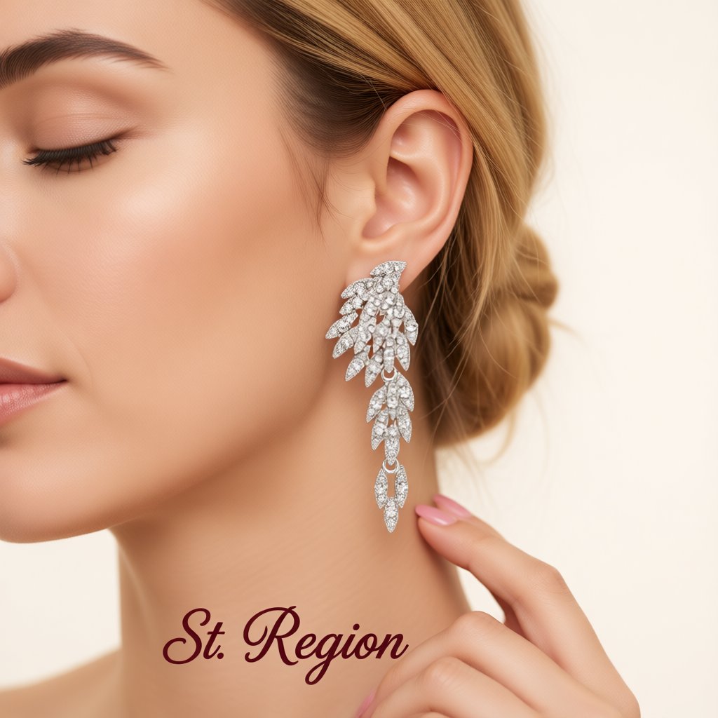 Cubic Zirconia and Silver-Plated Wings Drop Earrings, silver drop earrings for women, elegant gift for her, styled look