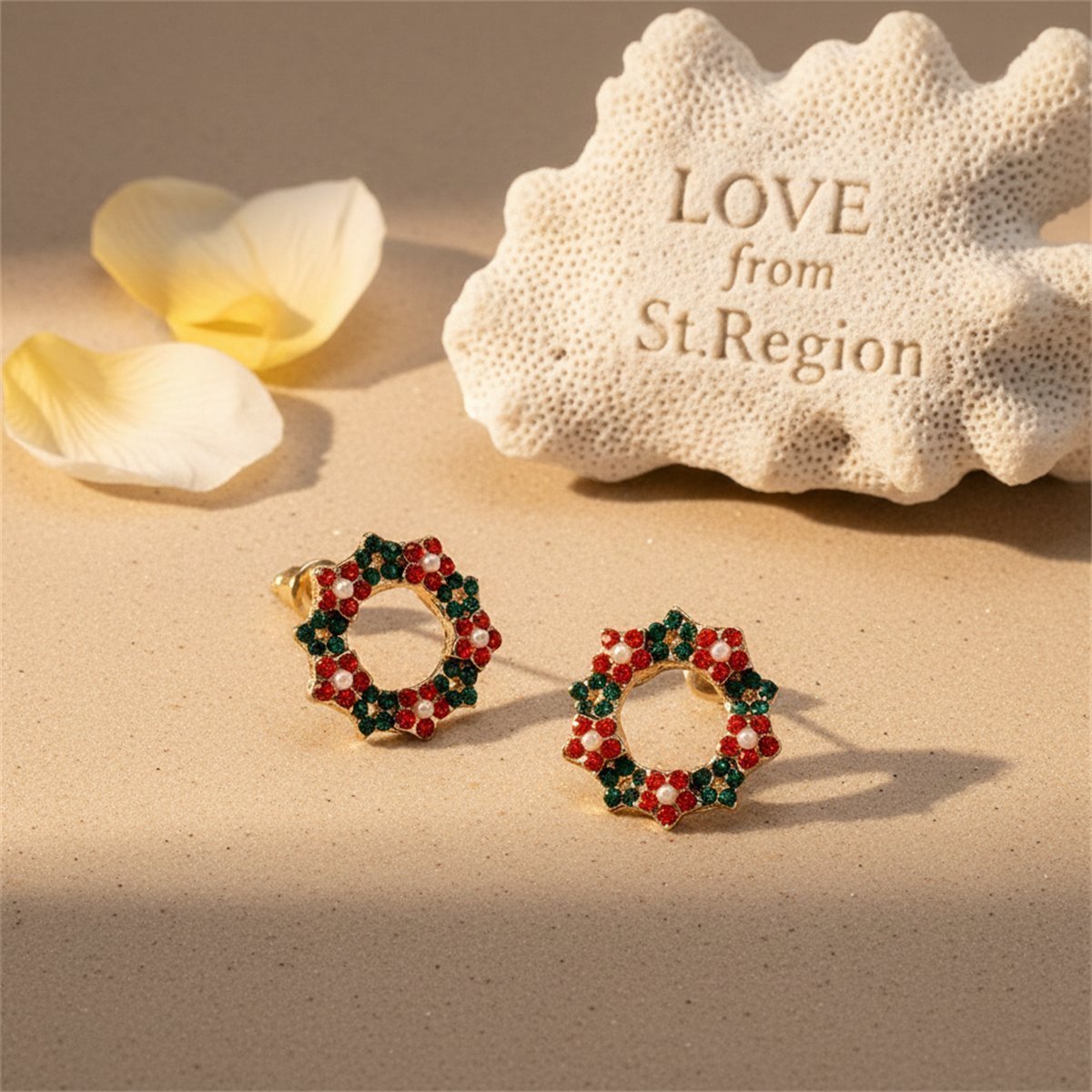 Cubic Zirconia and 18K Gold-Plated Wreath Stud Earrings, gold stud earrings for women, lifestyle look