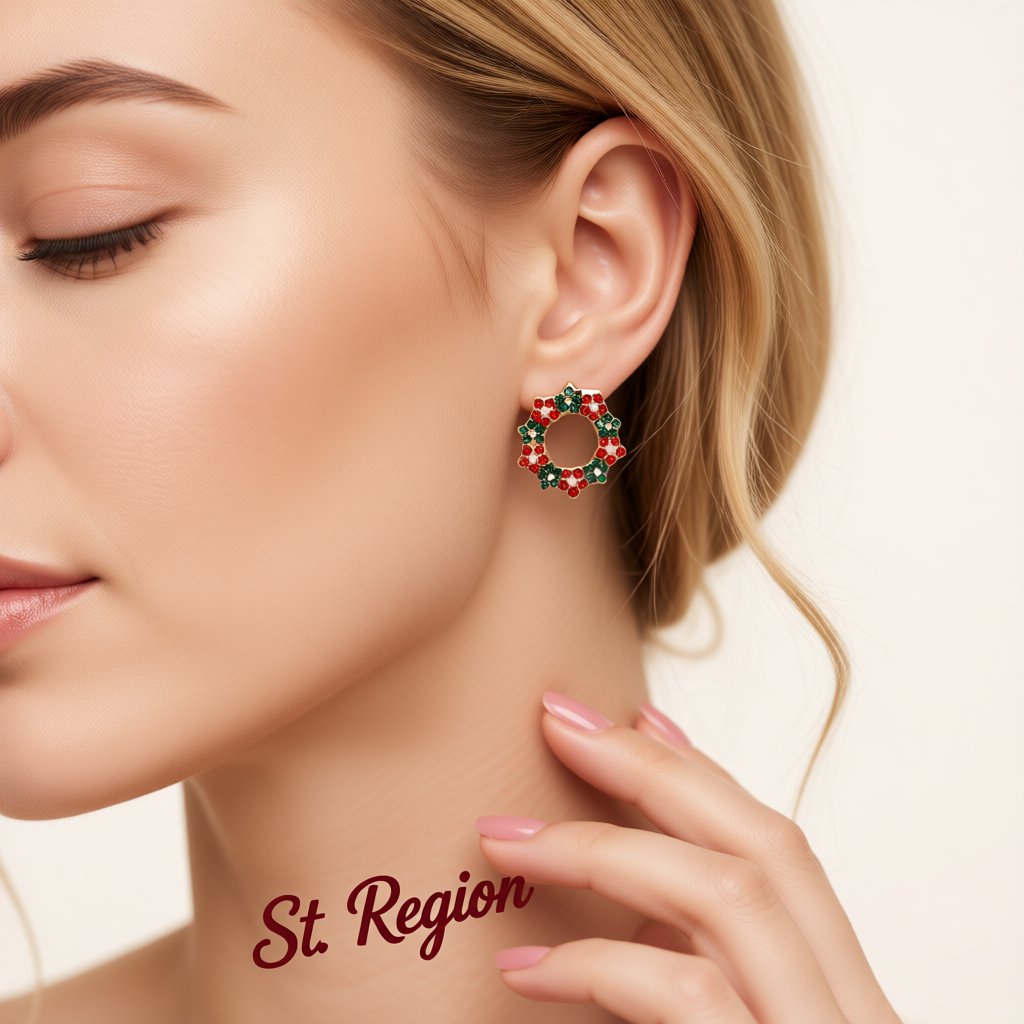 Cubic Zirconia and 18K Gold-Plated Wreath Stud Earrings, gold stud earrings for women, dainty minimalist design, styled look