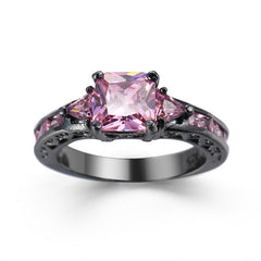 Pink Crystal & Rhodium Plated Prong-Set Ring