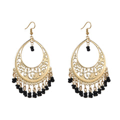 Black Turquoise & 18K Gold-Plated Openwork Drop Earrings