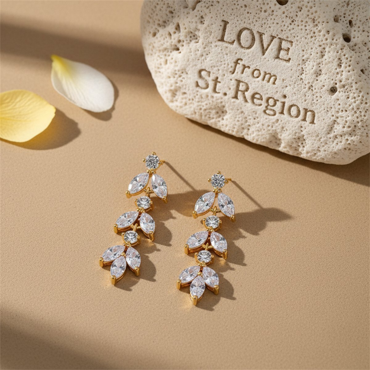 Marquise Crystal and Cubic Zirconia Leaves Drop Earrings, drop earrings for women, lifestyle look