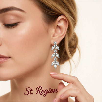 Black Marquise Crystal and Cubic Zirconia Leaves Drop Earrings, drop earrings for women, styled look