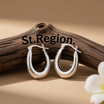Silver-Plated Graduated Hoop Earrings, silver huggie earrings, everyday style, front view