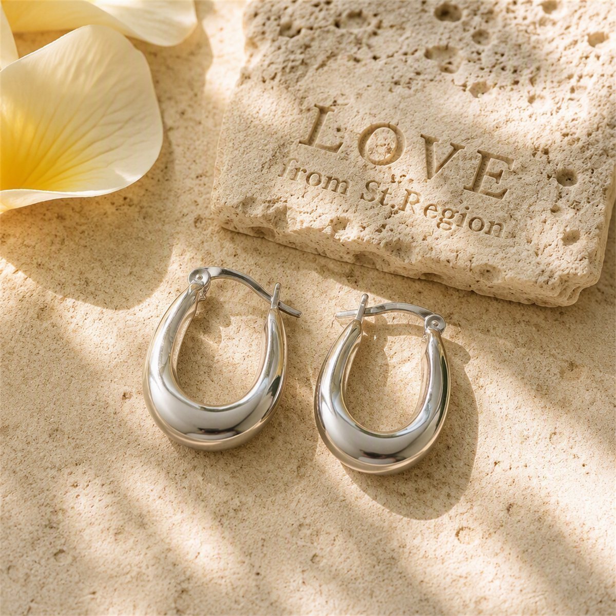 Silver-Plated Graduated Hoop Earrings, silver huggie earrings, everyday style, lifestyle look