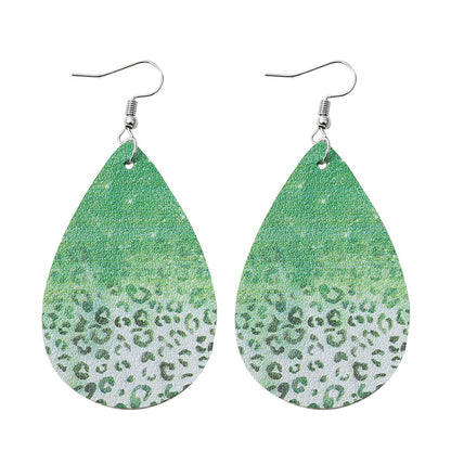 Green Polystyrene & Silver-Plated Leopard Drop Earrings