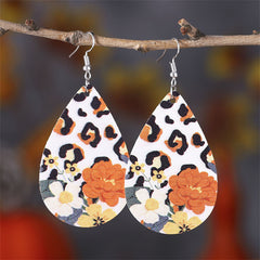 Orange Polystyrene & Silver-Plated Leopard Flowers Drop Earring