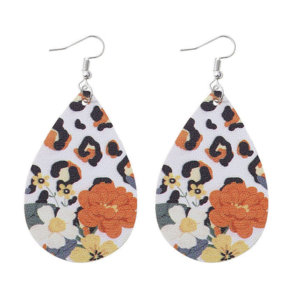 Orange Polystyrene & Silver-Plated Leopard Flowers Drop Earring