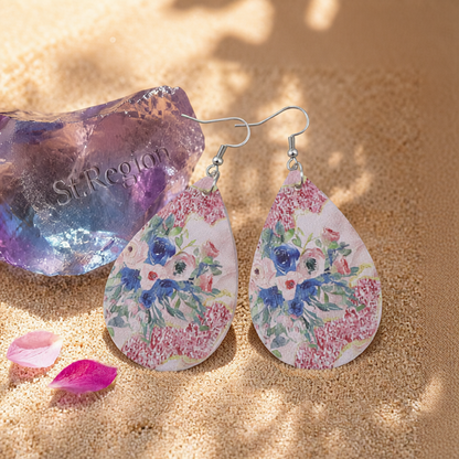 Pink Polystyrene & Silver-Plated Flower Drop Earrings