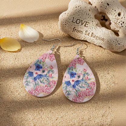 Pink Polystyrene & Silver-Plated Flower Drop Earrings