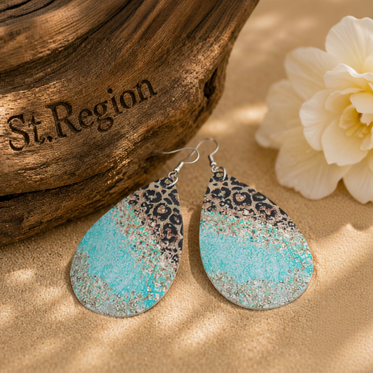 Blue Leopard Polystyrene & Silver-Plated Teardrop Earrings
