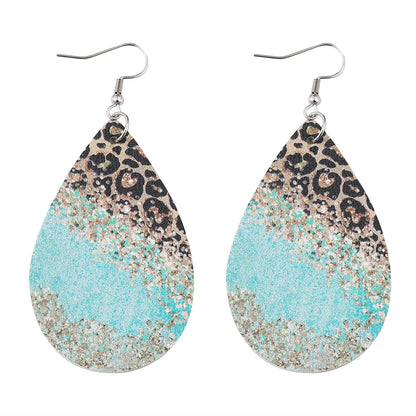 Blue Leopard Polystyrene & Silver-Plated Teardrop Earrings