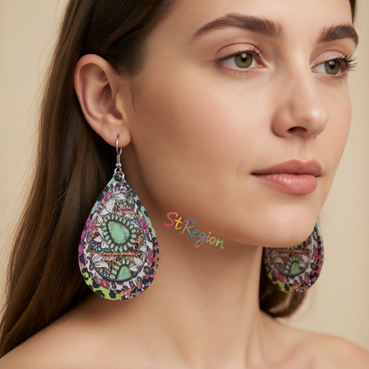 Pink Polystyrene & Silver-Plated Leopard Botanical Drop Earring