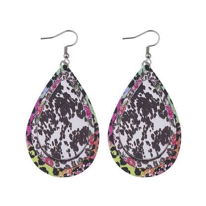 Pink Polystyrene & Silver-Plated Leopard Abstract Drop Earring