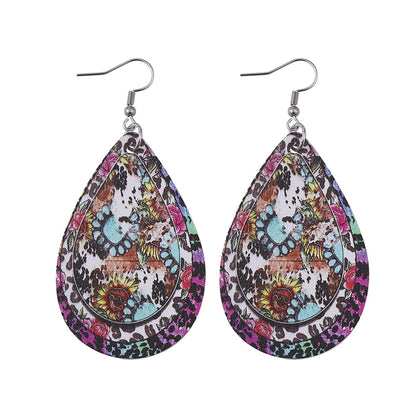 Pink Polystyrene & Silver-Plated Leopard Sunflower Teardrop Earrings
