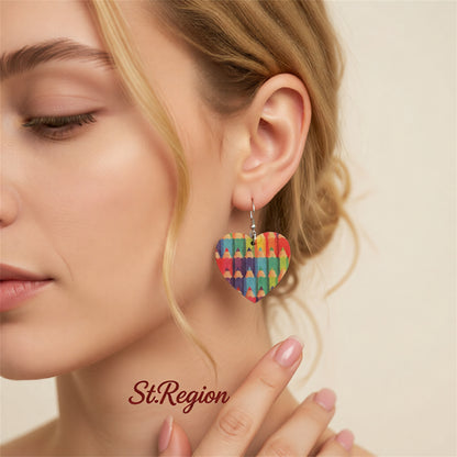 Red & Blue Pencil Heart Drop Earrings