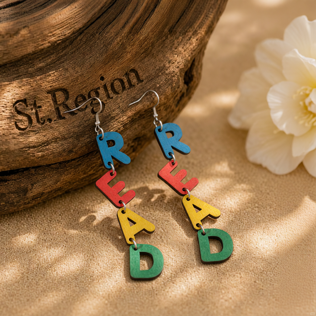 Blue & Green 'Read' Drop Earrings