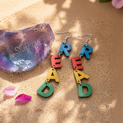 Blue & Green 'Read' Drop Earrings