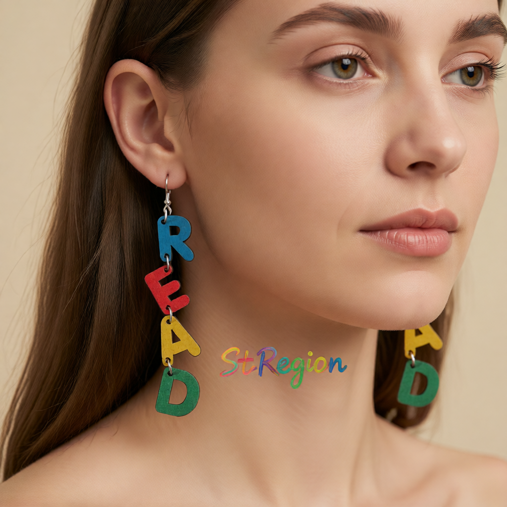 Blue & Green 'Read' Drop Earrings