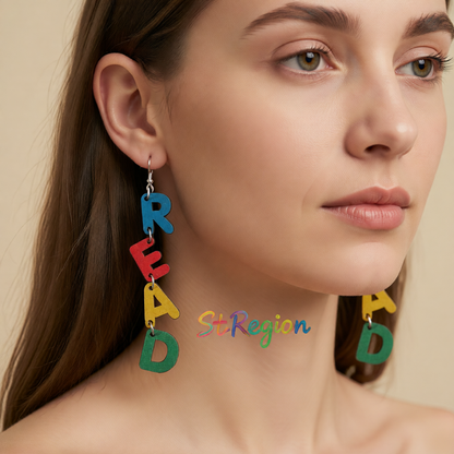 Blue & Green 'Read' Drop Earrings