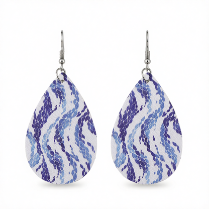 Blue & White Wave Drop Earrings