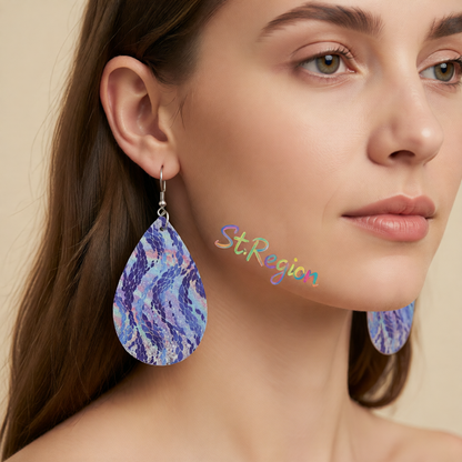 Navy & Pink Wave Drop Earrings