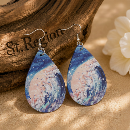 Blue & Beige Tide Drop Earrings